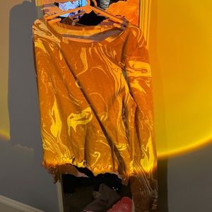 Brown and white swirled longsleeve kids top